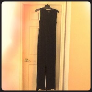 Black cotton faux wrap jumpsuit